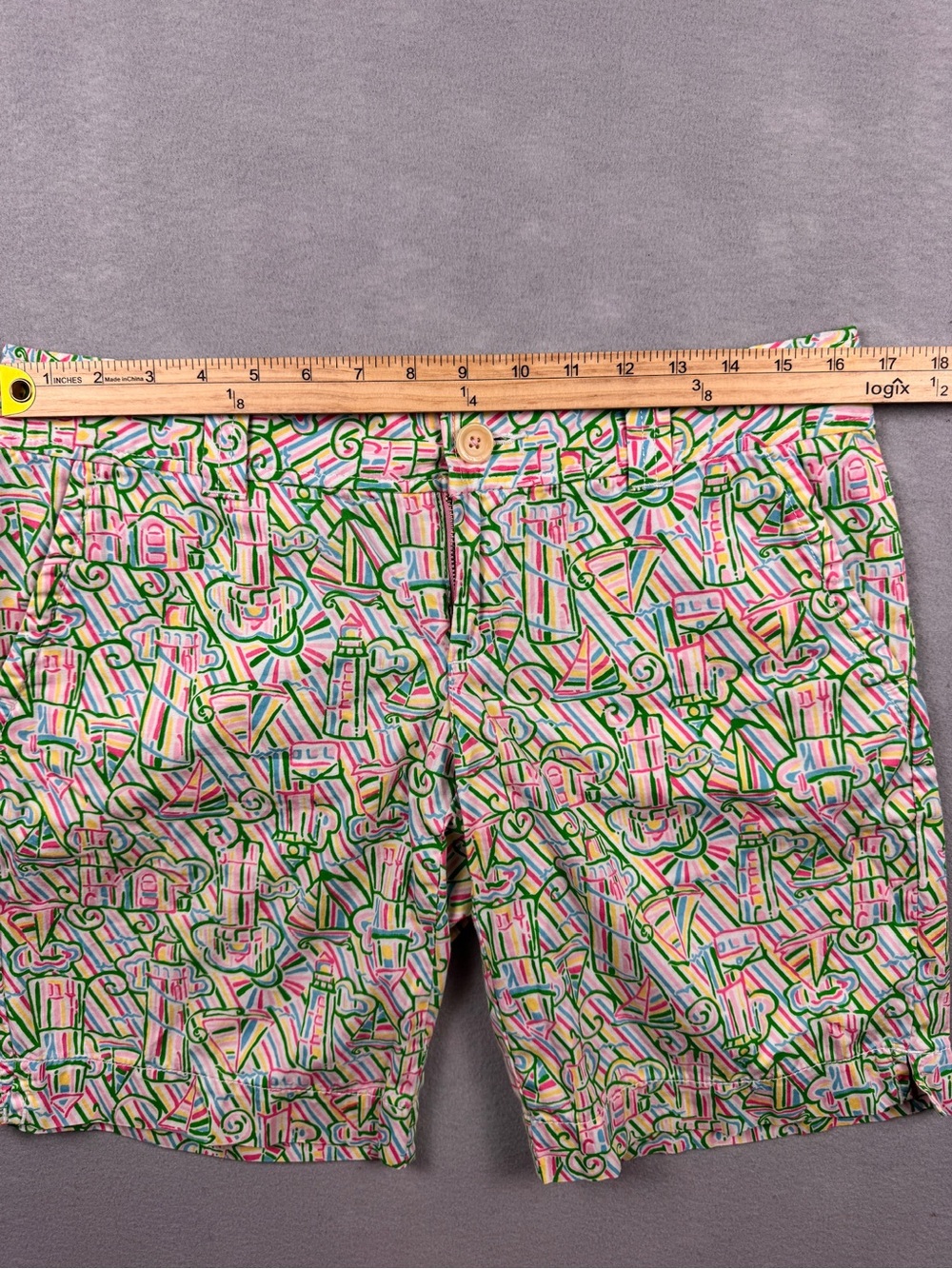 Vtg Lilly Pulitzer Guiding Light Bermuda Shorts Pink Green Golf Women Size 6 - Picture 9 of 11